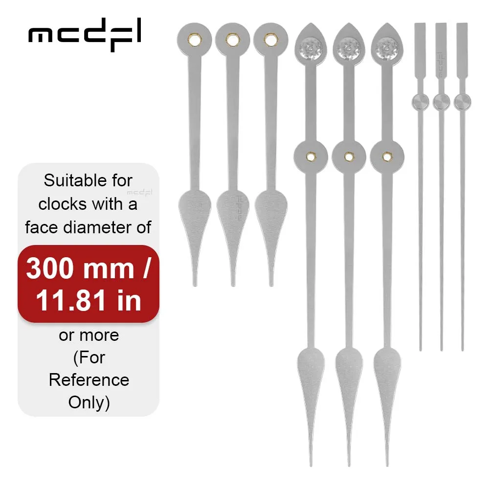 MCDFL Silver Metal Hand for Resin Clock Backwards Spare Parts Granfather Watch Chime Movement Spheres Old on Wall Mechanical Kit