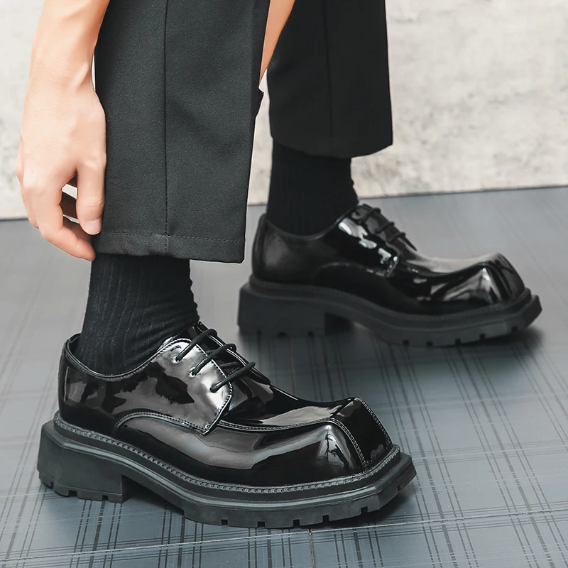 Men Black Dress Shoes Leather Brogue Shoes for Male Formal Wedding Party Office Men Oxfords Business Moccasins