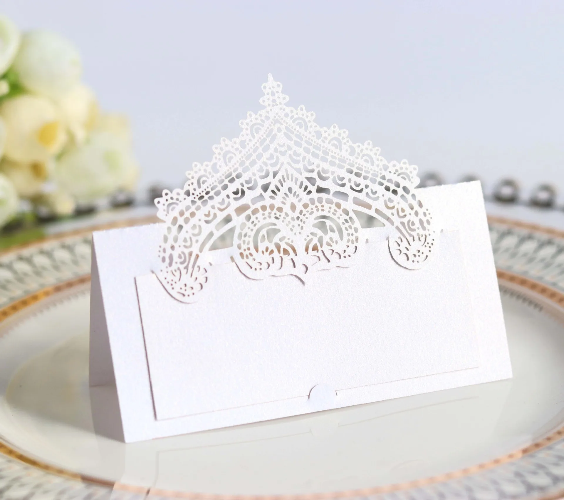 Lace Seat Card Laser Hollow Festival Handwritten Card Wedding Seat Name Table Number Stand Wedding Decoration Table