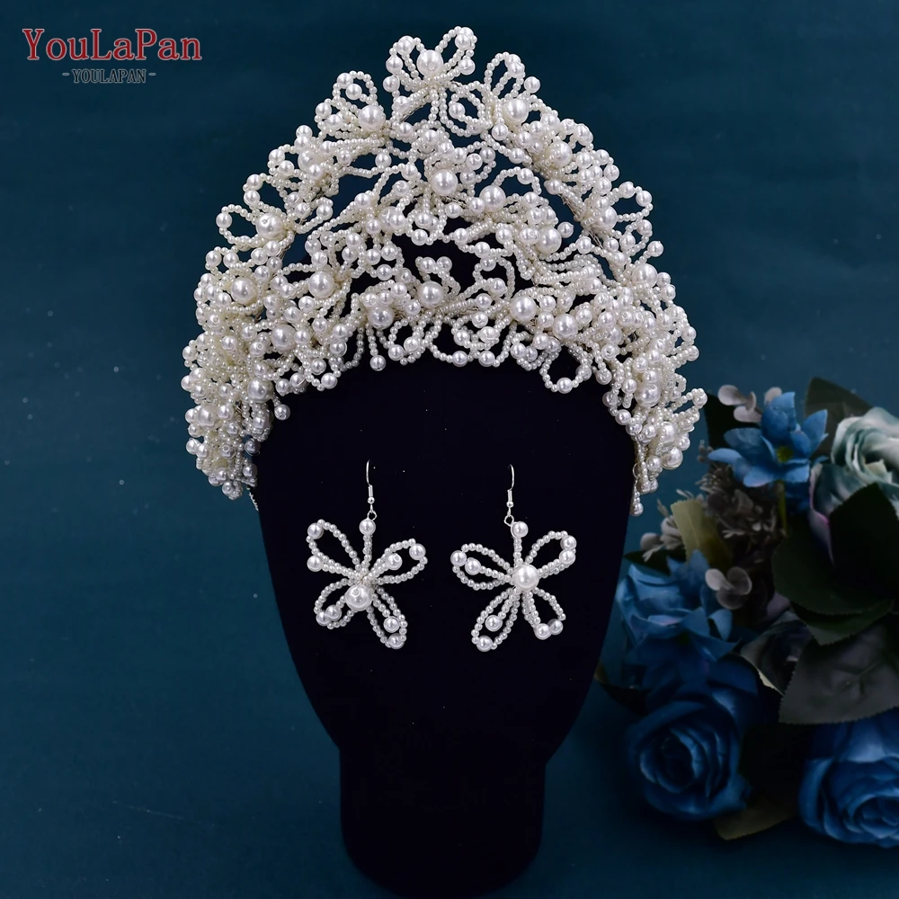 

YouLaPan HP487 Wedding Crown Pearl Bride Tiara Wedding Headband Hair Accessories Bridal Headdress Pageant Headwear Queen Diadem