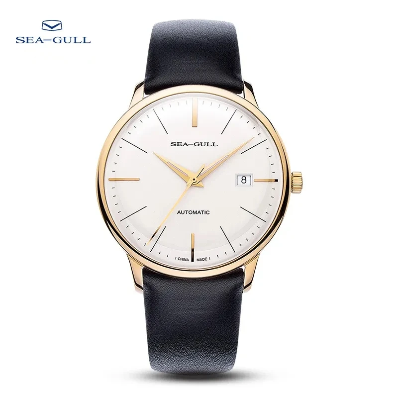 Seagull Men's Automatic Wristwatch Bauhaus Business Casual Watches Belt Waterproof Ultra-Thin Mechanical Watch reloj 519