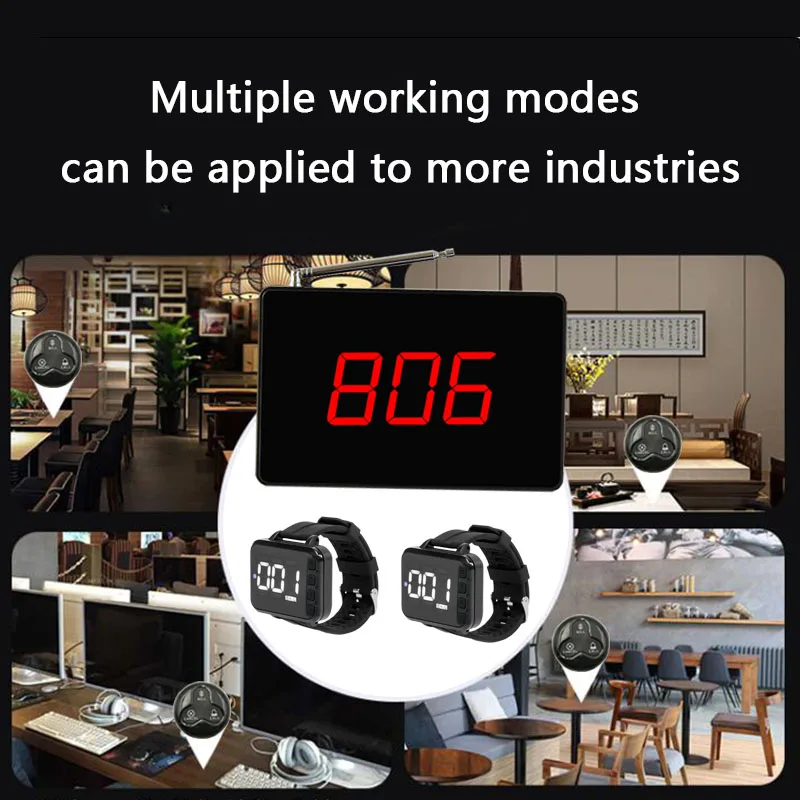 Wireless Service Waiter Calling System Restaurant Call Guest System Cafe 2 Watch Receiver+10 Call Button +Display