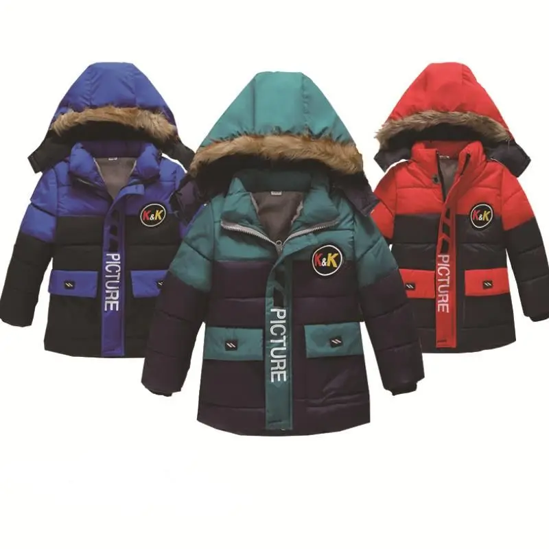 New children's coat jacket winter boy girl wave pattern cute cartoon ear warm silk cotton baby hooded cotton jacket tide