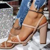 Summer Hot Sale Of The Season Sexy Big Size Strap High Heels Fashionable Outdoor Wear Thick Heel Sandals Cross over Stiletto Fas