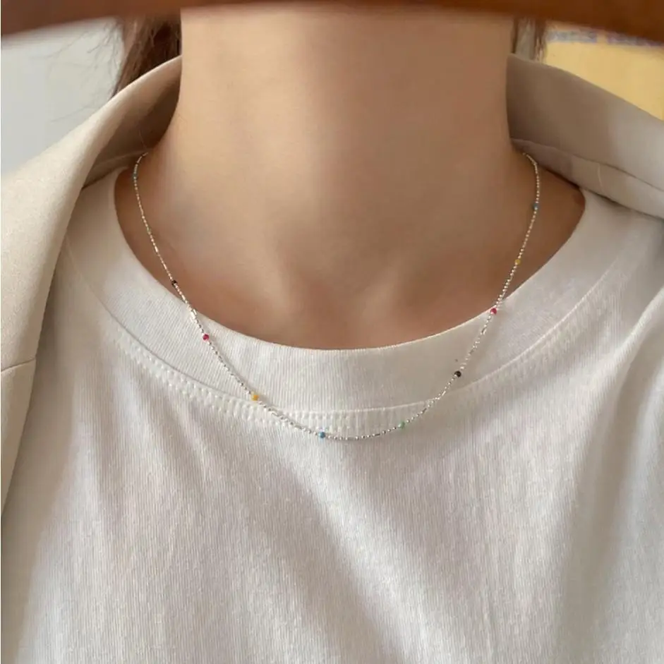 SHANICE S 비즈 태슬 목걸이, 골드 실버 컬러, 쇄골 체인, 짧은 목걸이, 여성 2022