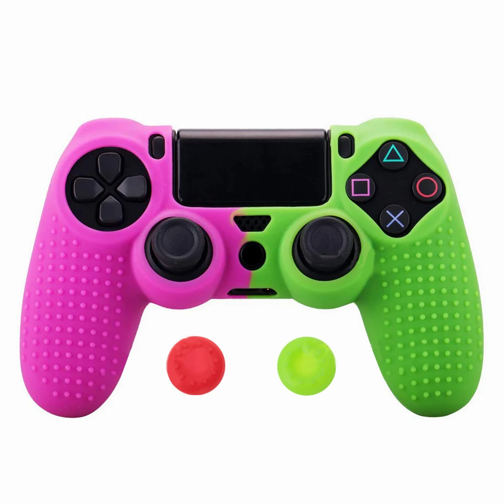 For PlayStation 4 Game Accessories Silicone Cover Skin for Dualshock 4 PS4 Pro Slim Controller Case and Thumb Grips Caps