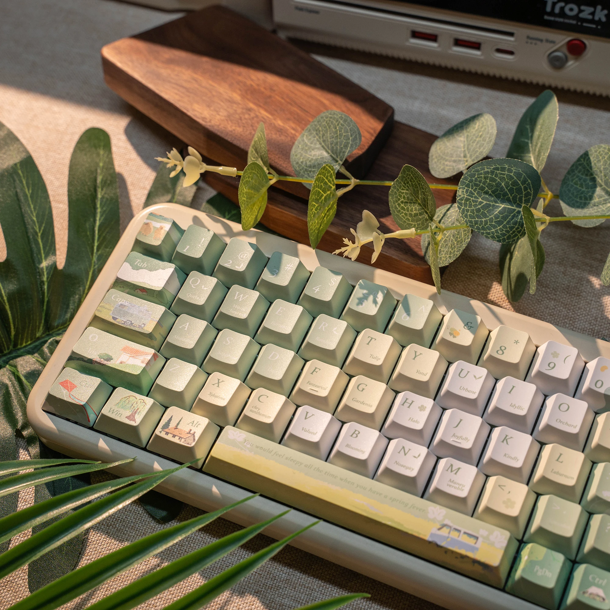 

Light Green Spring Outing Themed Keycap Cherry/MOA Profile PBT Full Five-Sided Sublimation Keycaps for DIY Mechanical Keyboard