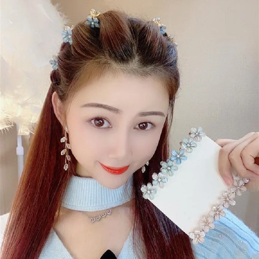 Small bangs, grab clip, crystal flowers, side hairpin, mini temperament, hair grab accessory french vintage pearl small grab clip luxury women hair claw elegant hair accessories styling side bangs hairpin fashion headwear