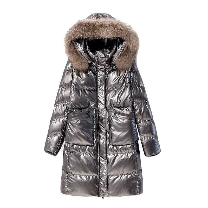 2023 New Women Down Jacket Winter Coat Female Wash Away Brightening Face Parkas Mid Length Outwear Thicken Hooded Overcoat
