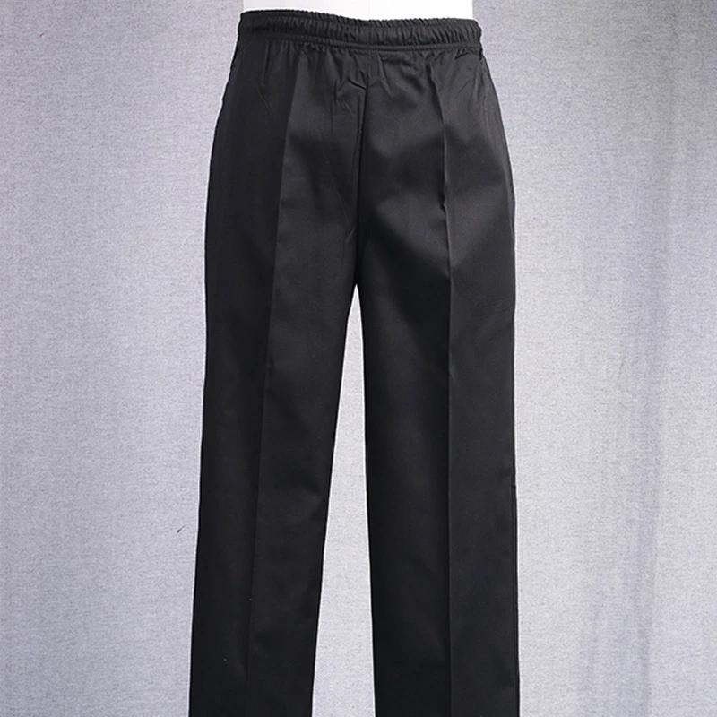 New Chef Pants Men Hotel Kitchen Straight Leg Pants Elastic Professional Trousers Loose Fashion Casual Work Everyday