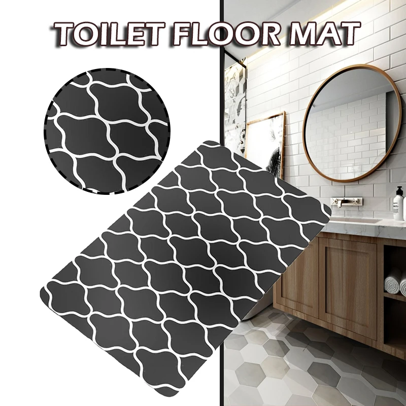 

40*60cm Kitchen Floor Mat Memory Foam Anti Fatigue Non-Slip Mats Plaid Floor Mat Bathroom Rug Home Decoration Black/Grey
