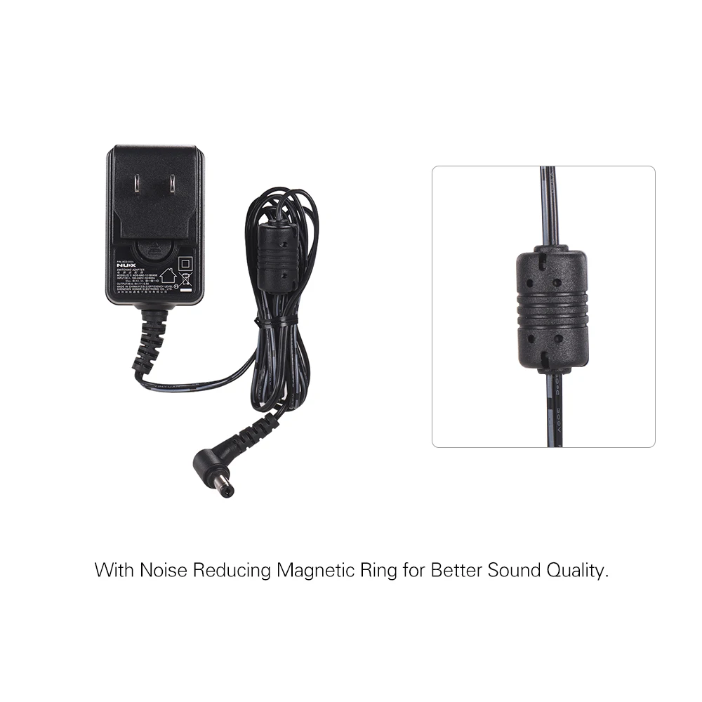 9V AC/DC Power Adapter Corded Power Supply Charger for Electric Guitar Amplifier Guitar Pedal with Noise Reducing Magnetic Ring