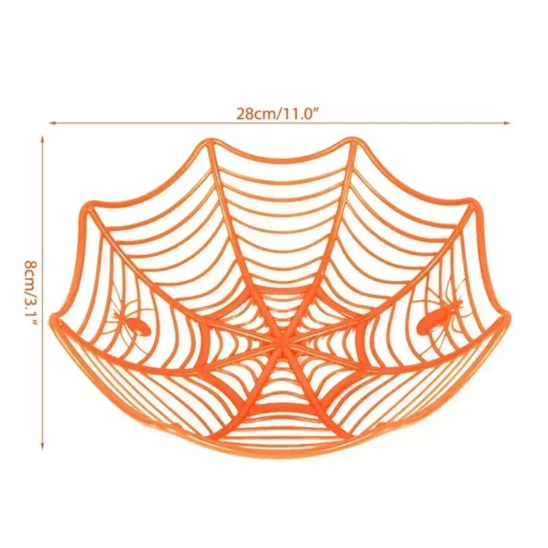 Halloween Spider Web Fruit Plate Drain Basket Festival Atmosphere Cartoon Candy Box Home Decorations Trick Or Treat Supplies