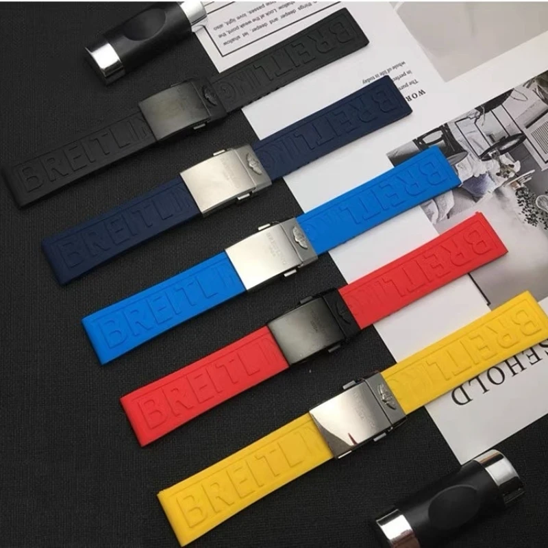 Cinturino In Gomma Breitling Cinturino In Silicone Giallo Lupo Blackbird Avenger Ocean 22Mm 24Mm