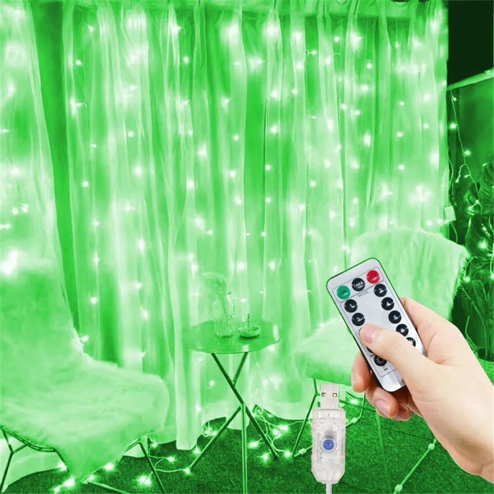 thumbnail image 1 of 6/3M LED Curtain String Light Decoration USB Lamp 8 Mode for Home Christmas Party New Year Wedding Navidad 2024 Ornaments, 1 of 5