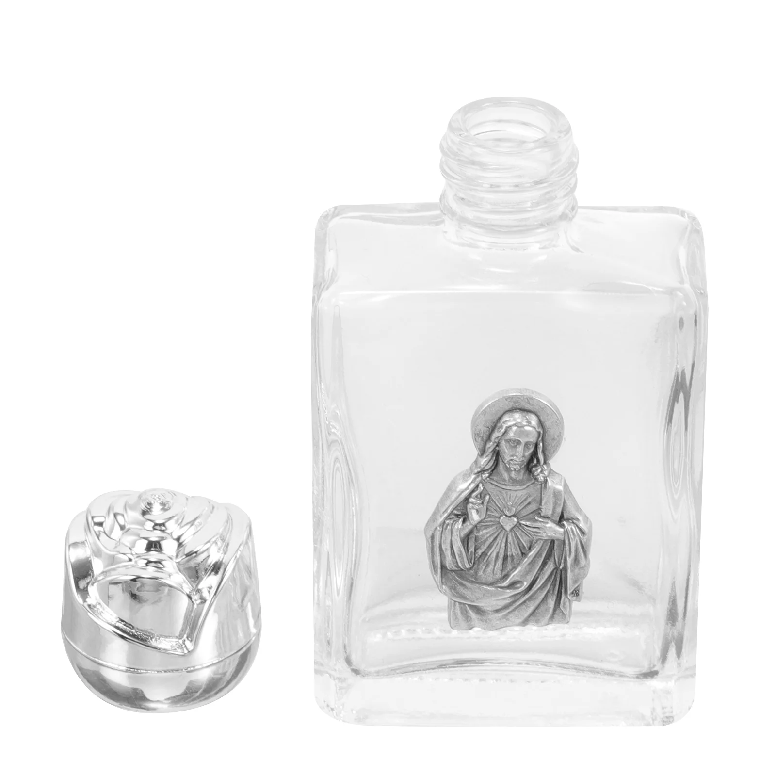 

Holy Water Bottle Church Glass Bottle Empty Glass Bottle Church Water Bottle Rose Cap Perfume Container
