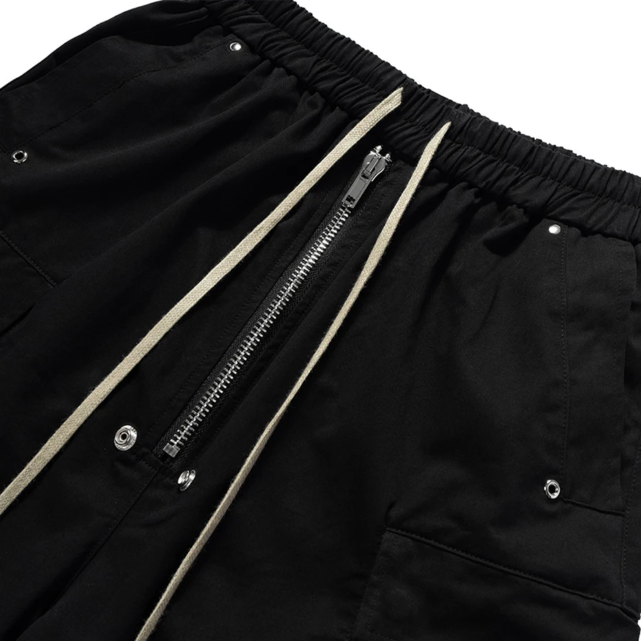 Men Summer Cargo Shorts 2025 Summer Black Loose Casual Shorts Side Pocket Wide Leg Short Pants for Male 3