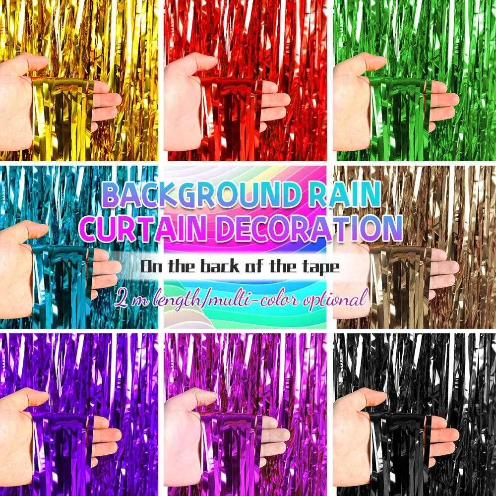 PartyBirthdayDecorationBackdropFoilTasselFringeCurtainbirthday
