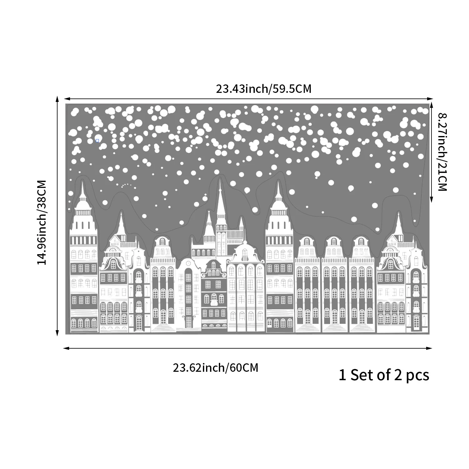 38x60cm Christmas Window Stickers Creative White Castle Street View Pattern Electrostatic Sticker Christmas Glass Static Decal window stickers christmas stickers