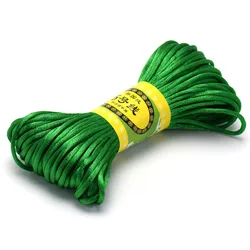 Vibrant 20m Multicolor Nylon Rattail Satin Macrame Cord - Dia approx 2.5mm (Green)
