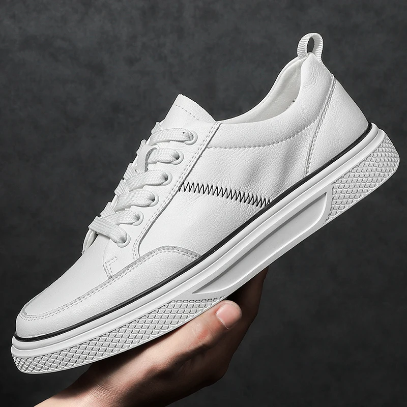 

men's shoes Genuine Leather Casual Shoes white lace up fashion Waterproof Work Shoes Cow Leather oxfords men white shoes