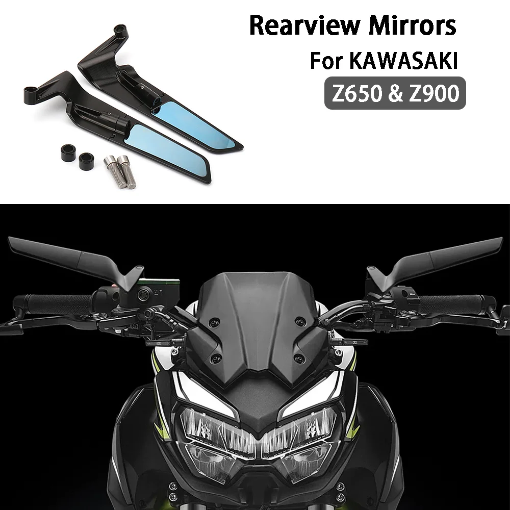 

For Kawasaki Z900 Z 900 z900 Z650 Z 650 z650 2021 2022 2023 Universal New Motorcycle Black Rearview Mirror Anti-glare Mirrors