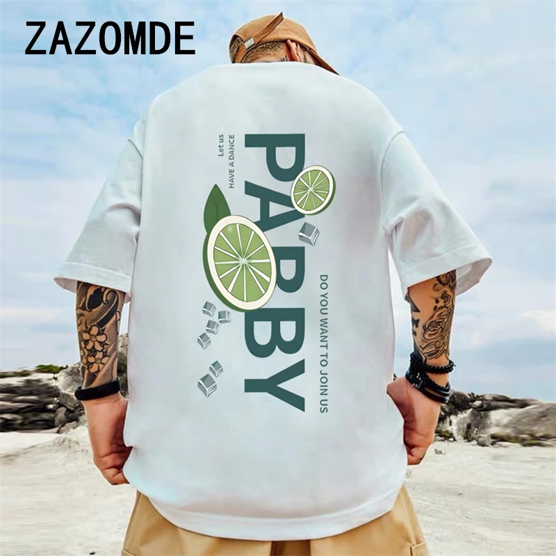

ZAZOMDE Summer New Casual Loose T-shirt Short Sleeved Men's Fashion Loose Printing Large Hip Hop Couple Short Sleeve Cotton Top