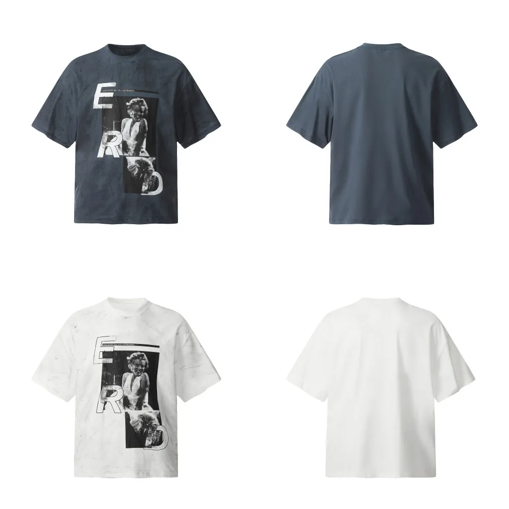 2024 New Summer Washed Enfants Riches Deprimes Erd T Shirt Uomo Donna Top Quality Vintage Movie Film E.R.D T-Shirt Cotton Tees