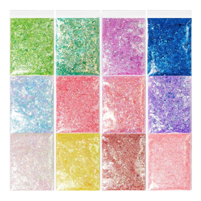 Y4QE 24/12 Colors Chunky Glitter Flakes Sequins Sticker Decorations for Resin