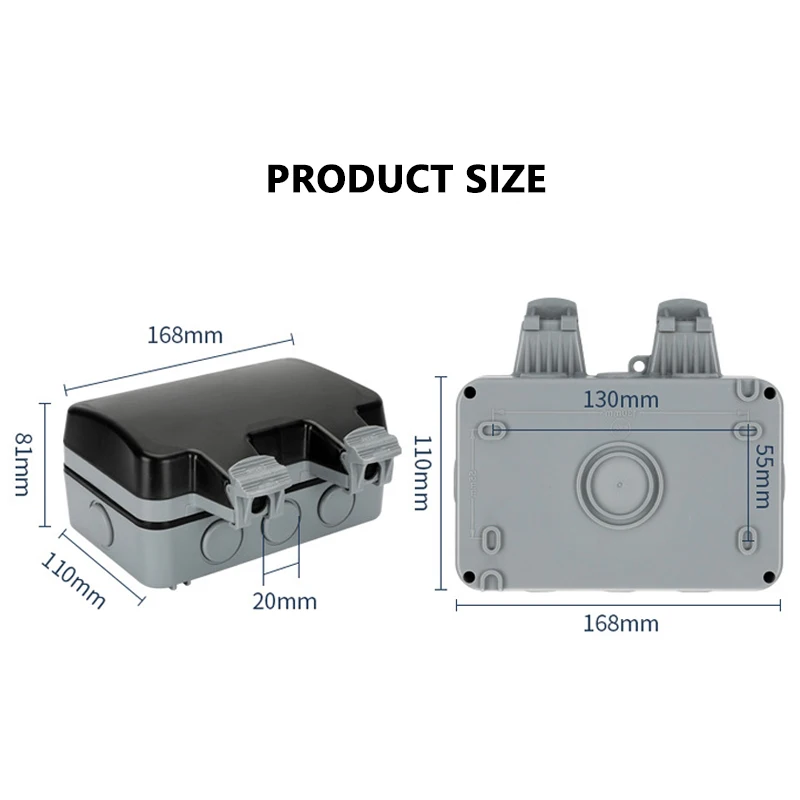 Internationale Universele Ip66 Usb Muur Outdoor Waterdichte Schakelaar Socket, Uk Eu De Korea Regen Proof Oplaad Stopcontact Waterdichte Doos