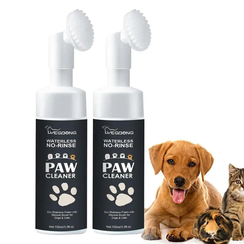 

No-Rinse Dog Paw Cleaner 2pcs No-Rinse Silicone Paw Brush Waterless Dog Shampoo Paw Cleaner For Dogs With Silicone Paw Brush Paw