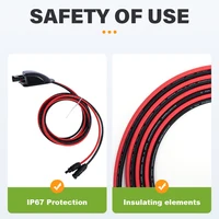 สายต่อพลังงานแสงอาทิตย์ 10AWG พร้อมกล่องต่อสายกันน้ำสำหรับระบบแผงโซลาร์เซลล์บนเรือ RV รถบ้าน และเรือเดินทะเล 5