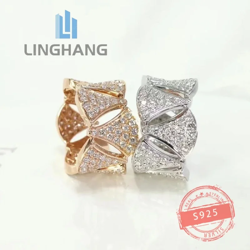 

1:1 Customized Bestseller Brand Full Diamond Women's Diamond Ring S925 Silver Fashion Party Luxury Jewelry Valentine's Day Gift