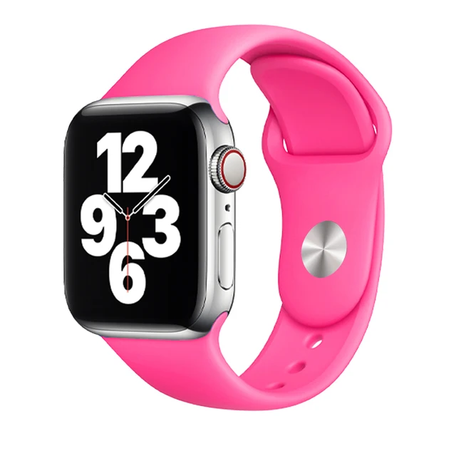Silicone Strap For Apple Watch Band 44mm 41mm 45mm 40mm 38mm Smart Watch Sports Rubber Bracelet iWatch 6  Serie 7 SE Watchband Barbie powder