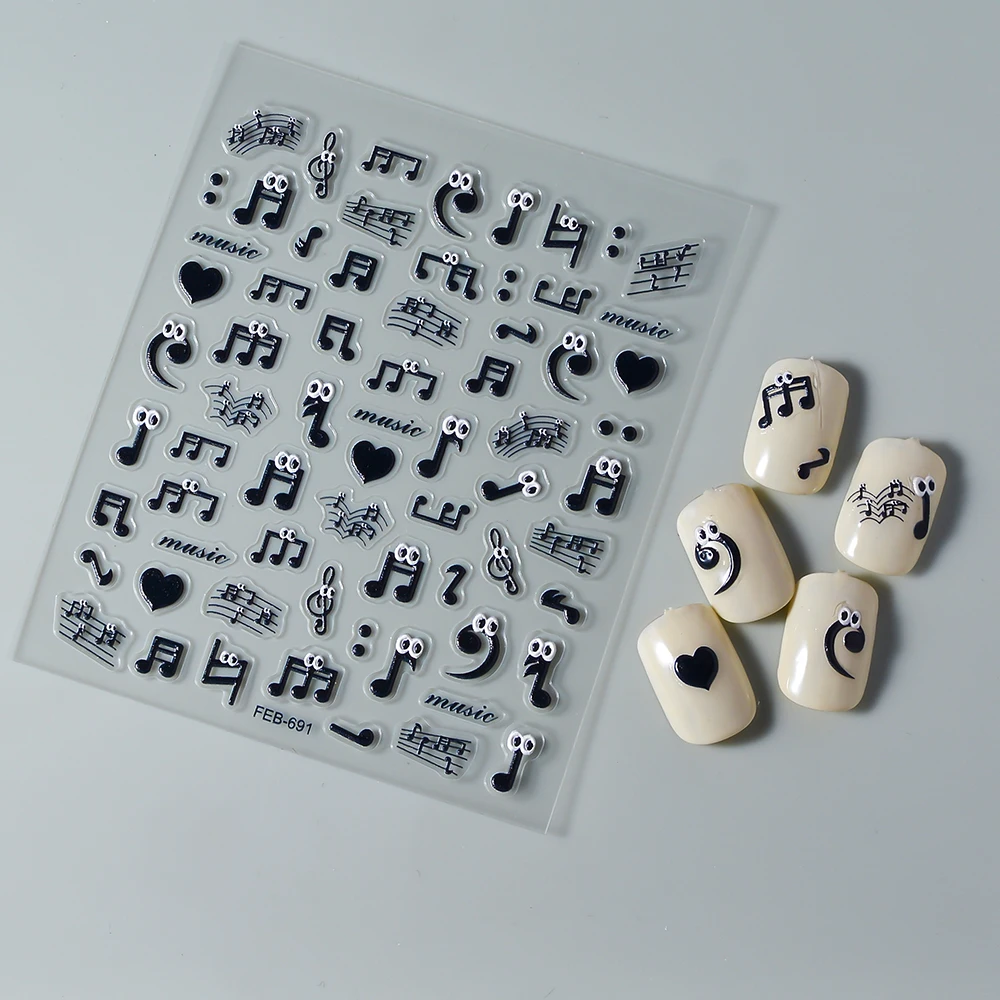 Music Eyes Unique 5D Nail Charm Nail Decoration Stickers 4