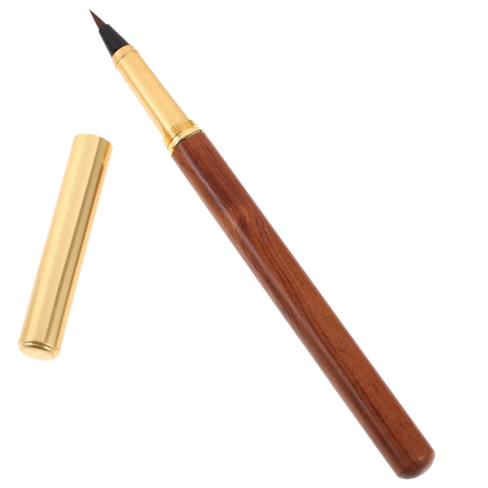 

Solid Wood Fountain Pen Style Sandalwood Small Regular Script Sutra Copying Portable Refillable Soft Beauty Brush Pens for Home