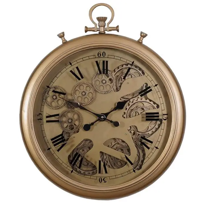 

Retro decorative metal gear visible wall clock for VIP as party gifts