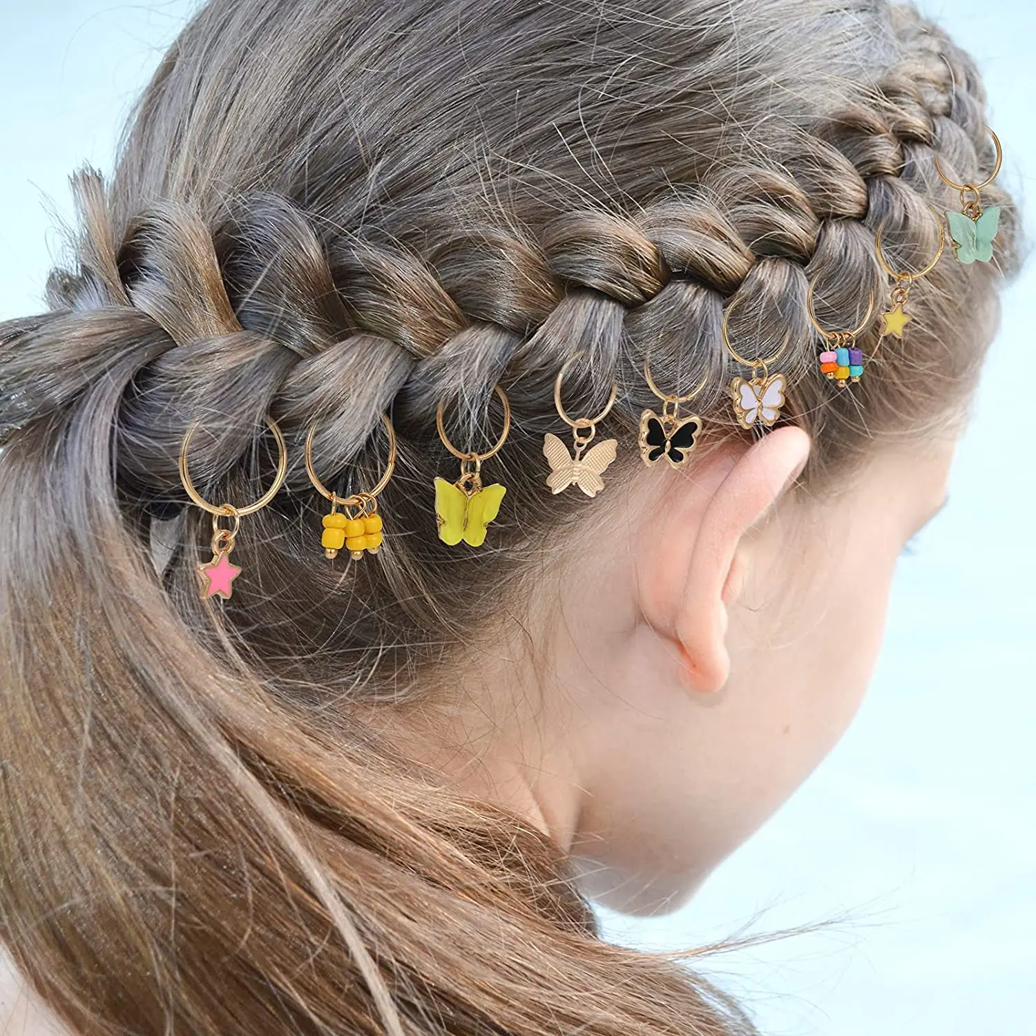 20pcs Butterfly Hair Clips Dreadlock Accessories Hair Jewelry For Women  Braid,hair Cuffs Charms Rings Braid Clips Golden Butterfly Hair Accessories  (s