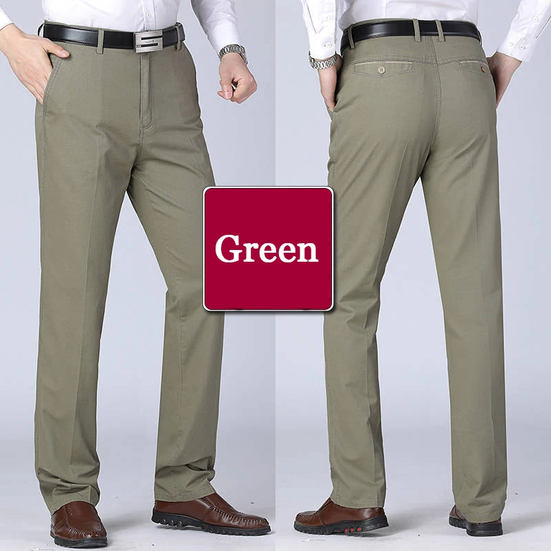 Herren-Sommer-dünne Business-Hose, Herbst, klassisch, lässig, 100 % Baumwolle, modisch, Stretch, solide, bequeme, elastische, gerade Hose – Detail 4