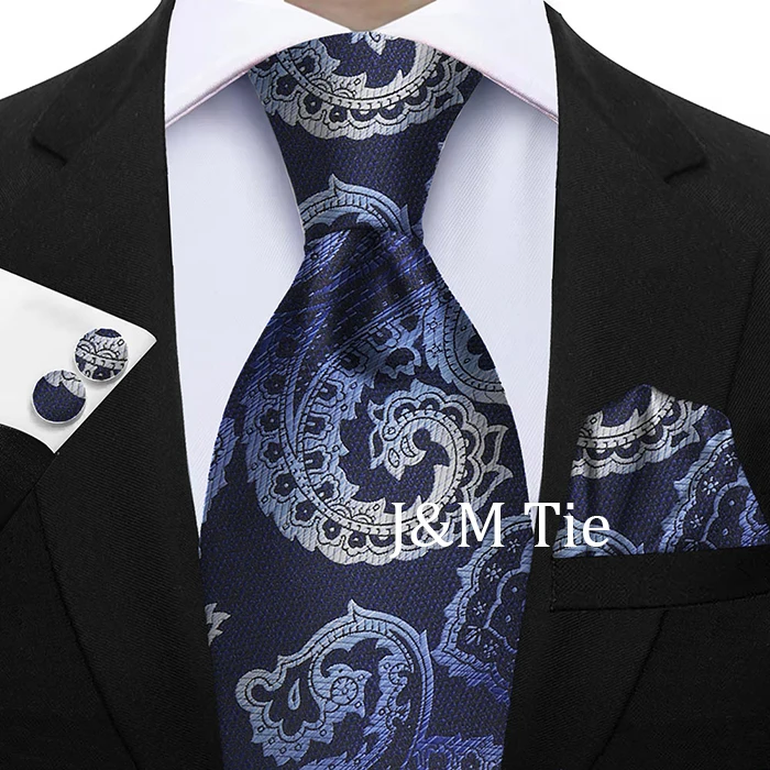 Luxus Paisley Braun Rot Blau Grau Hochzeit Krawatte Für Männer Einstecktuch Manschettenknopf Geschenk Männer Krawatte Mode Designer Business Party Geschenk – Detail 4