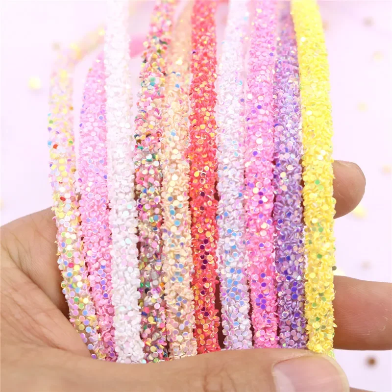 Resin glitter rhinestones rope tube cord sequin trimming 1 yard 6/7mm for DIY jewelry bracelet necklace wedding party decor