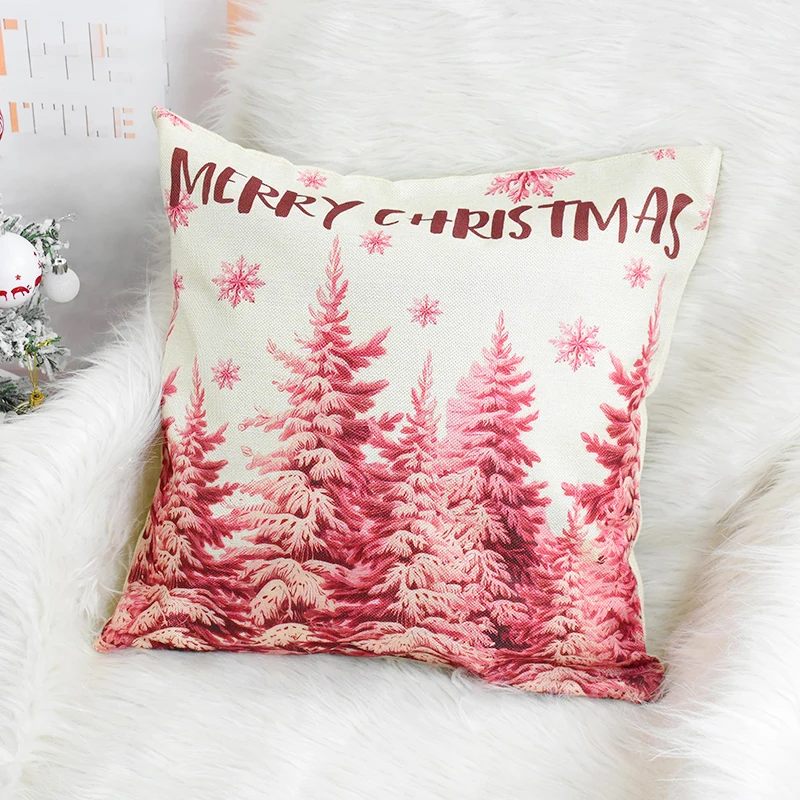 

1PCS Single Side Pattern Merry Christmas Cushion Cover Santa Claus Snowman Xmas Tree Throw Pillows Case Noel New Year 2024 Gifts