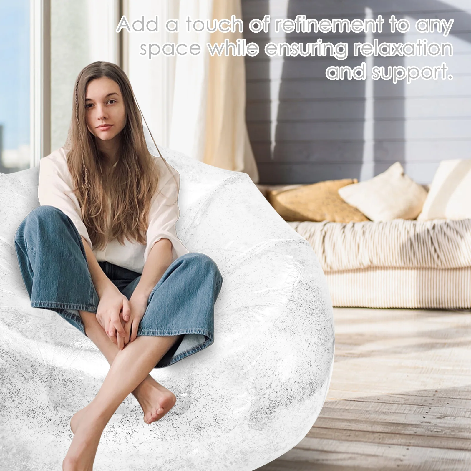 Description Picture 3 of itemTransparently Inflatable Lazy BeanBag Sofa Waterproofing PVC Folding Inflatable No Filler Lounge Chair Portable Air Sofa Chair