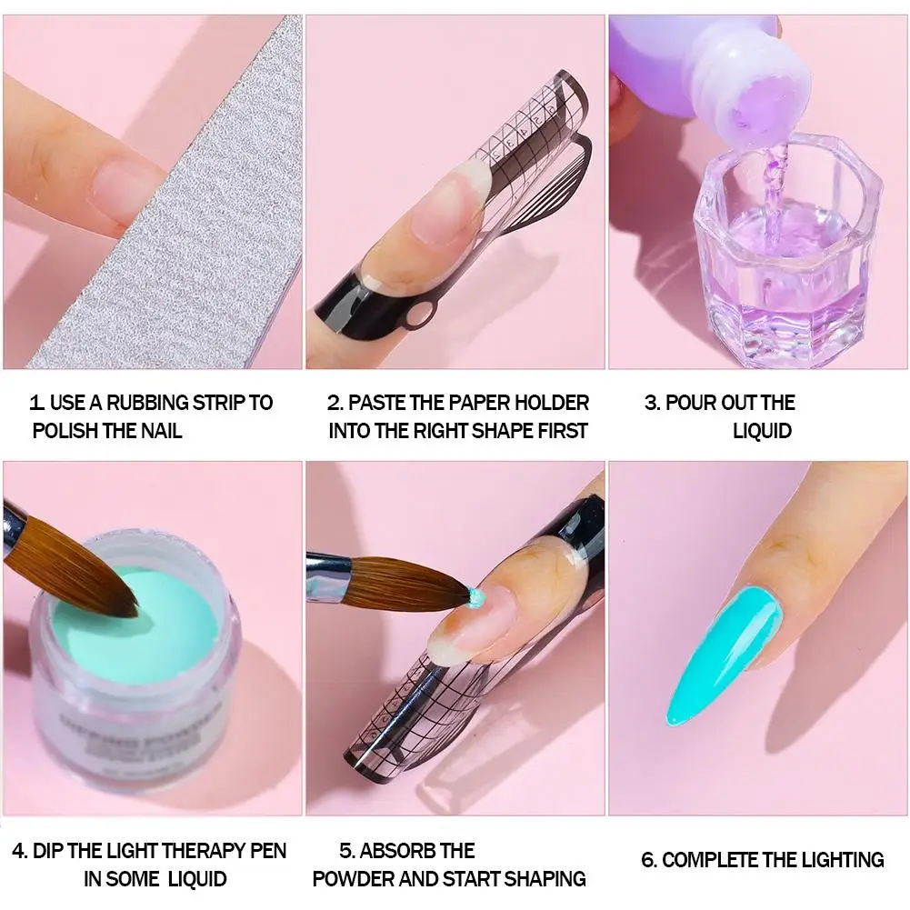 Nail Crystal Powder Kit Acrylic Liquid Crystal Nail Supplies Nail Art Carving Extension Acrylic Powder Brush Nail Manicure 5
