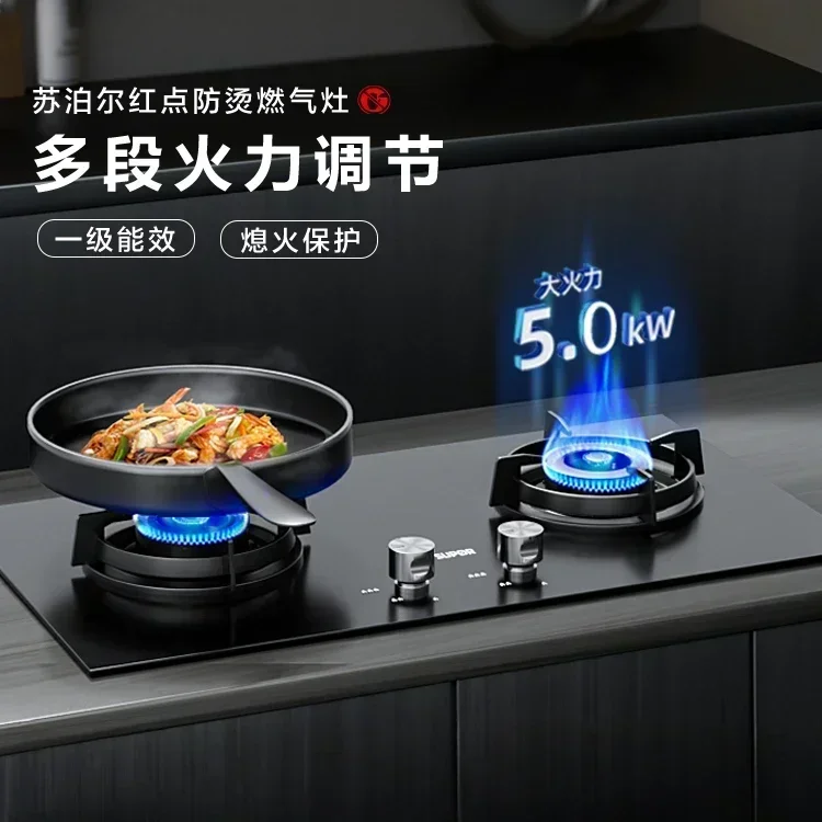 

Z5 Natural Gas Stove Kitchen Double Burner Household Embedded Liquefied Petroleum Gas Stove Desktop Fierce Fire Stove