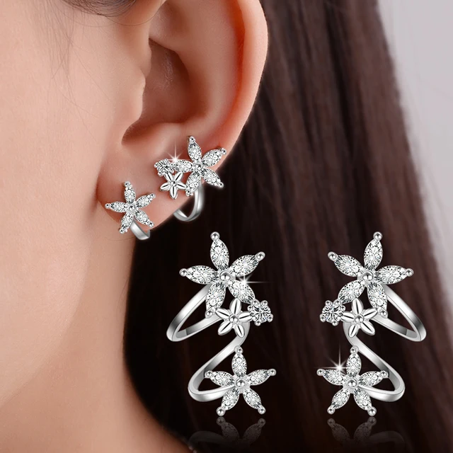 Huitan Silver Color Claws Stud Earrings with Crystal AAA CZ Stone Modern Design Fashion Versatile Accessories Women 2022 Jewelry E1466