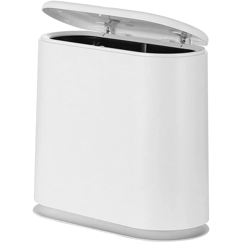 

Rectangular Plastic Trash Can Wastebasket With Press Type Lid For Bathroom,Powder Room,Bedroom,Kitchen,Craft Room,Office