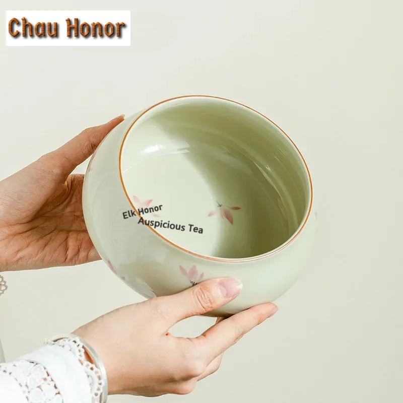 1080ml Pure Hand-painted Pink Orchid Jianshui Boutique Washing Cup Bowl Writing-brush Washer Chaxi Cha Tea Set Accessories Craft