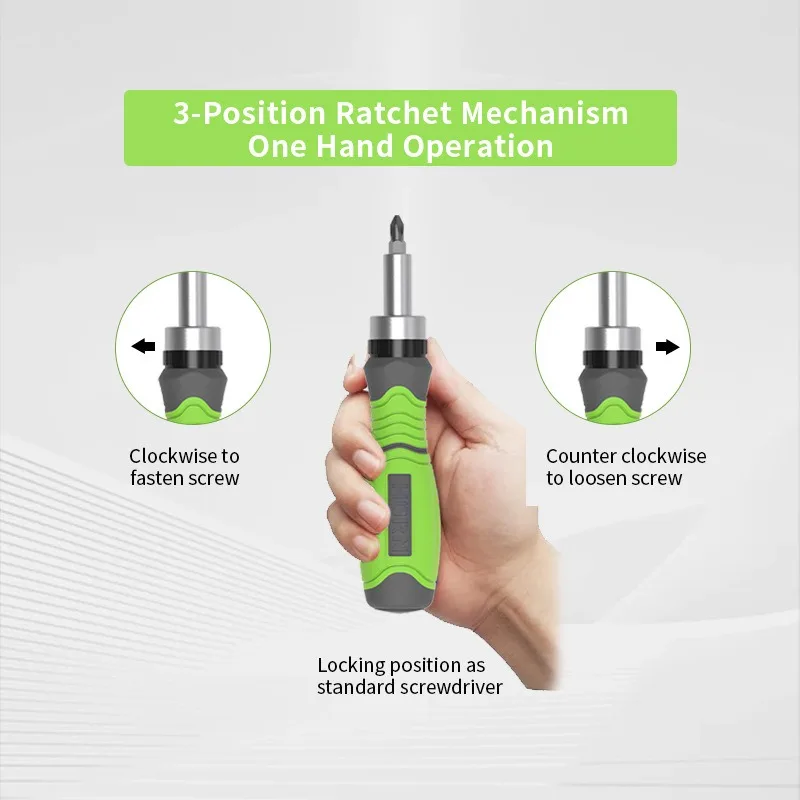 Compact Dual-Purpose 10-in-1 Screwdriver Set with Crosshead Ratchet