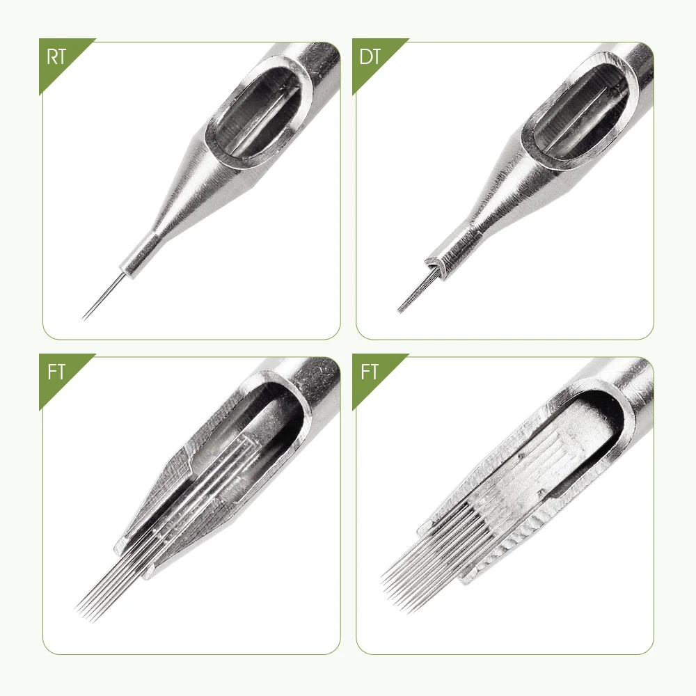 Tattoo Microblading Needles Tattoo Needle Tip 10pcs RT FT DT Sterile Tattoo Stainless Steel Disposable Needle Tip Nozzle Disposable Gun Nozzle